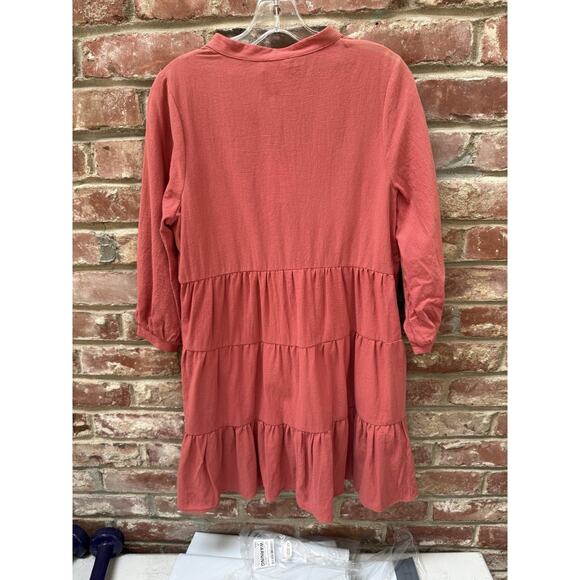 NWT Umgee Coral Tiered Boho Dress White Floral Embroidery Size Small - Picture 2 of 7